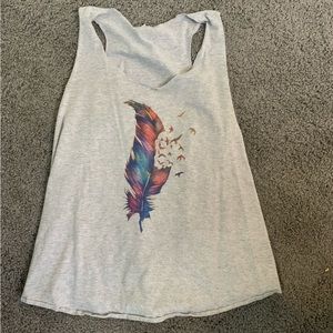 BOUTIQUE-Size L-Birds of a Feather Gray Flare Tank-LIKE NEW